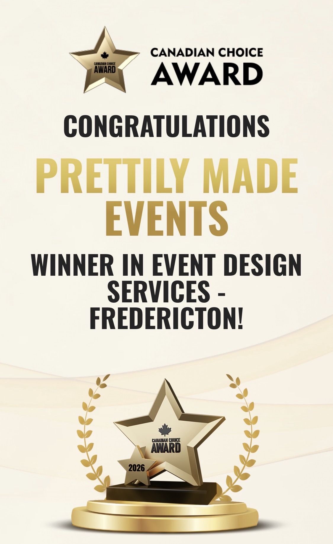 Canadian Choice Award 2026, Winner, Event Design Services, Fredericton