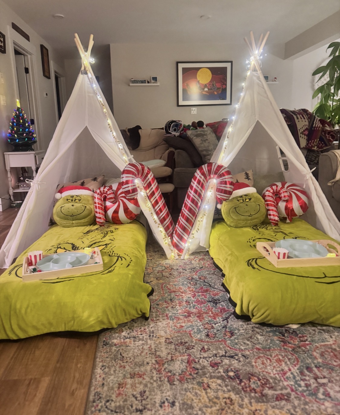 Tent sleepover setup